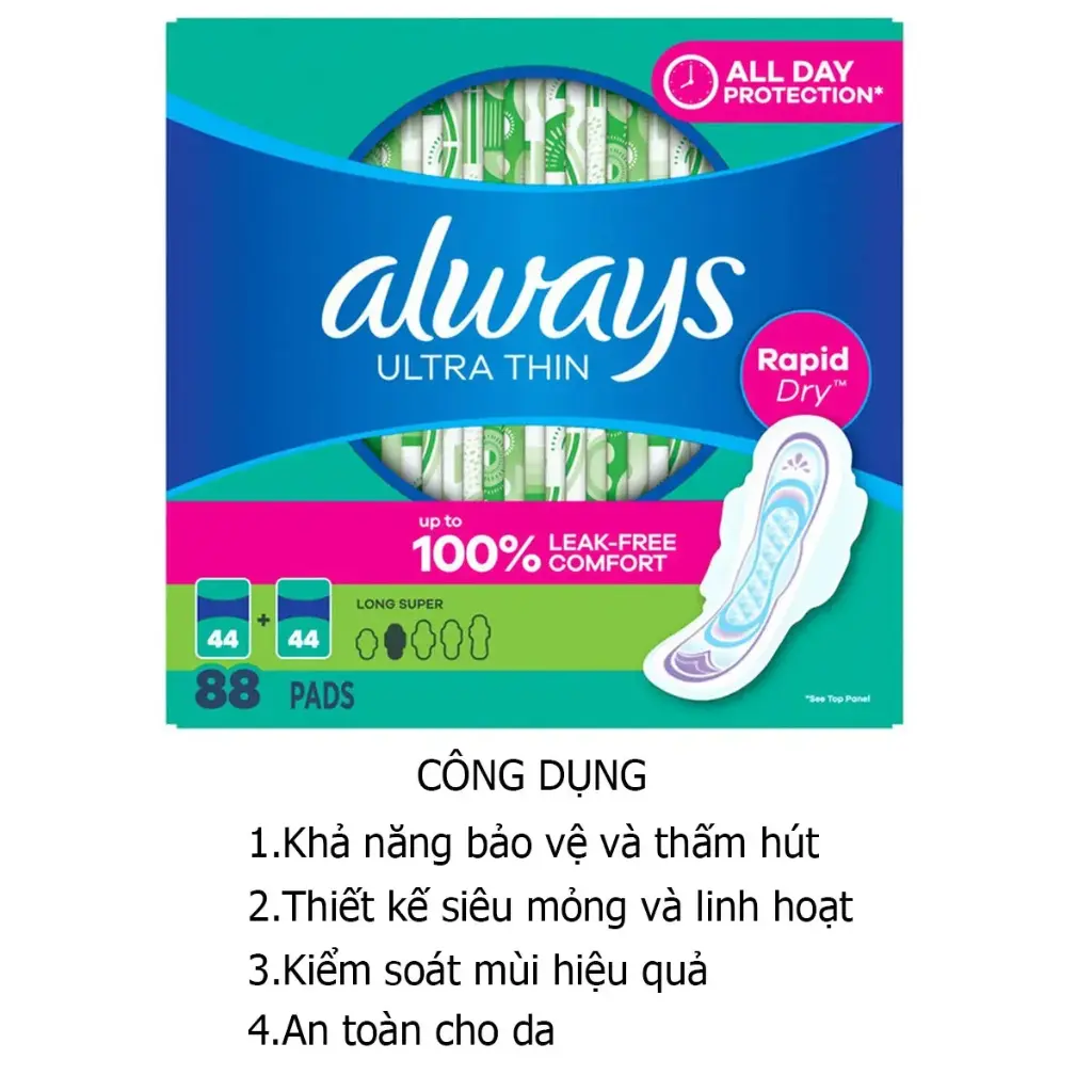 Băng Vệ Sinh siêu mỏng có cánh ALWAYS Ultra Thin của Mỹ2.webp