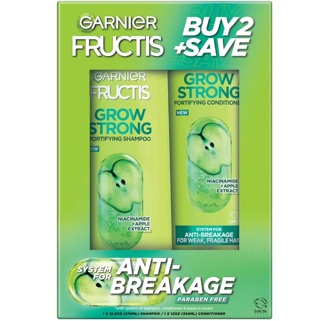 Bộ dầu gội và dầu xả Garnier Fructis Grow Strong  ,1 bộ gồm:Dầu gội 370ml, Dầu xả 354ml.Hàng mới 100%