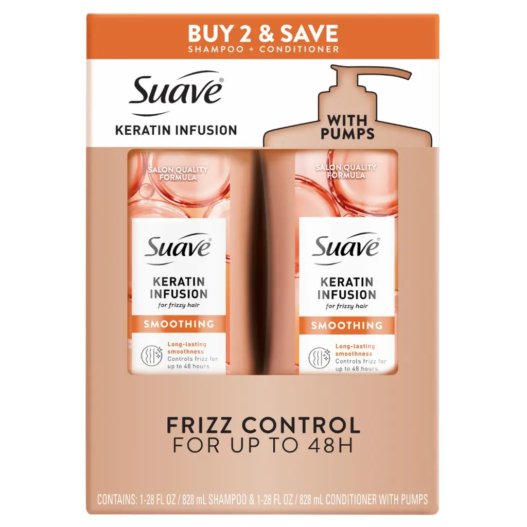Bộ dầu gội và dầu xả Suave Professionals Keratin Infusion Smoothing ,1 bộ gồm:Dầu gội 532ml, Dầu xả 532ml.Hàng mới 100%